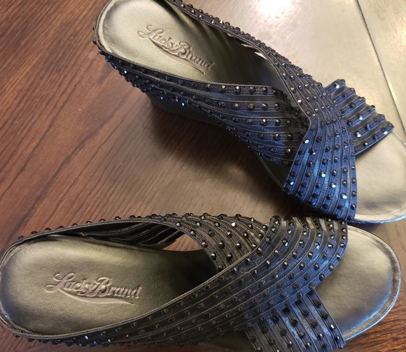 Lucky Brand Black Rhinestone wedges - Picture 2 of 3